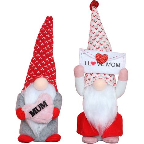 2-teiliges Set: Gesichtslose Puppe „Ich liebe Mama“ – Muttertagsgeschenk, bärtiger Zwerg, Plüschtier zur Dekoration (1/5)
