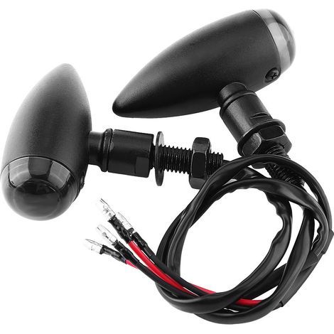 2pcs Moto Bullet Ambre Clignotants Indicateur clairage Lampe Noir (1/5)