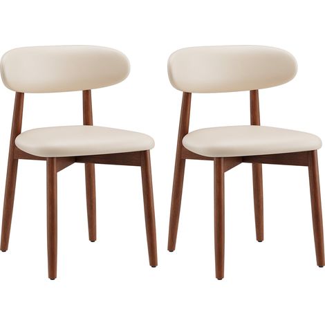 Esszimmerstühle, gepolsterte Esszimmerstühle mit atmungsaktivem PU-Leder, hochdichtes Schaumstoffkissen, Massivholzrahmen, Küchenbeistellstühle für Esszimmer beige (1/5)