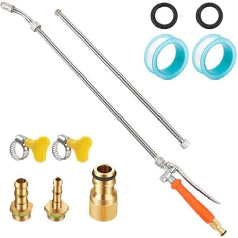 Lance de pulvérisation 44 pouces, poignée d'interrupteur verrouillable, tige rétractable en acier inoxydable, buse réglable 72 cm, raccord mamelon cuivre, -