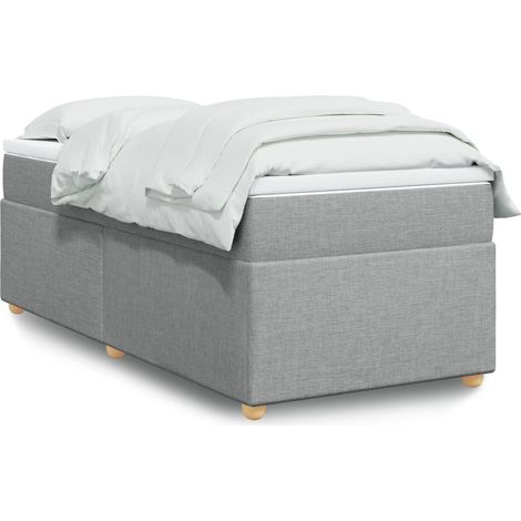 Boxspringbett mit Matratze Hellgrau 90x190 cm Stoff
