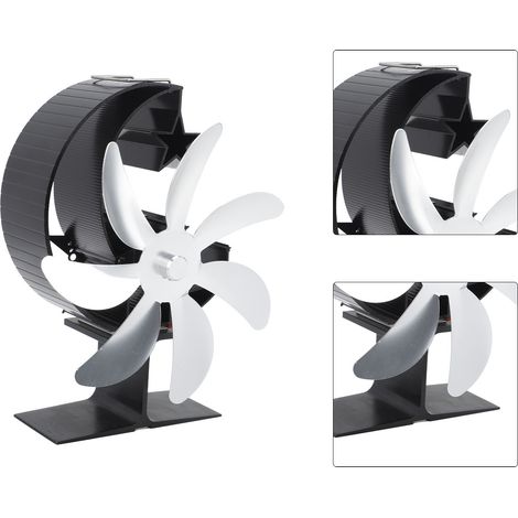 Ventilateur de poêle à bois à 7 pales, modèle Lune, fonctionnement silencieux, circulation d'air chaud, haute efficacité, accessoires pour poêle à bois, argent (1/5)