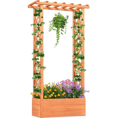 Hochbeet mit Rankgitter und Hängedach, Holz