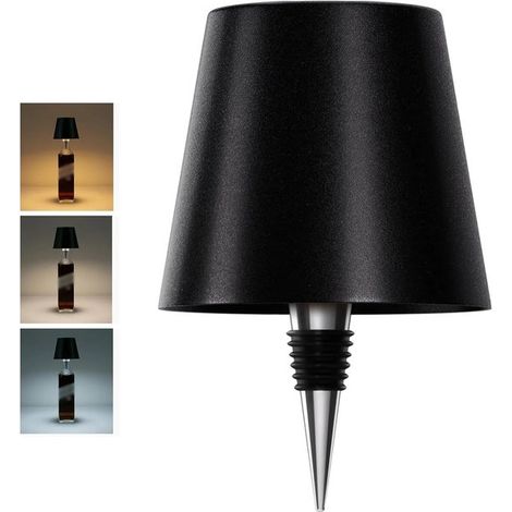 Lámpara inalámbrica para botellas, 3 colores, recargable, para bares y restaurantes - color negro (1/4)