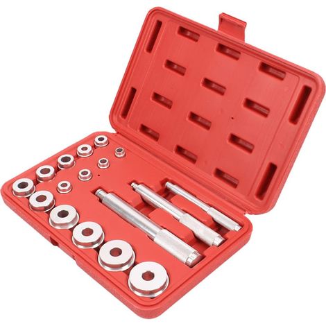 Ensemble de joints de roulement de roue - 17 pièces en aluminium - Kit d'outils de garage pour voiture - Rouge - Pour kit de presse - Extracteur de montage (1/5)