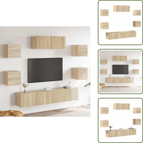 The Living Store 7-tlg. TV-Schrank-Set Sonoma-Eiche Holzwerkstoff - TV-Schrank Set (1/5)