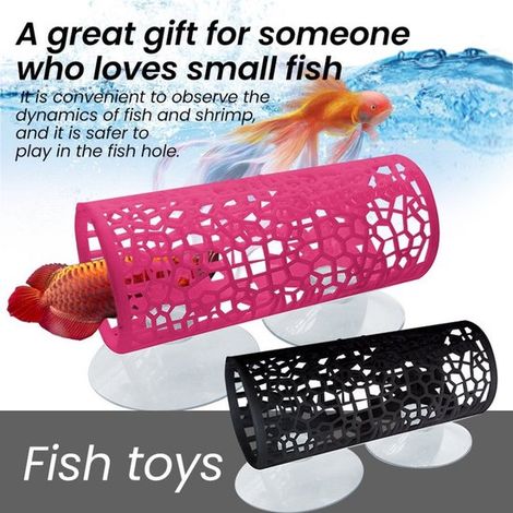 Set mit 2 Aquariumröhren (Pink & Schwarz) – Spiel- und Versteckplatz für Fische, mit Saugnäpfen (1/4)