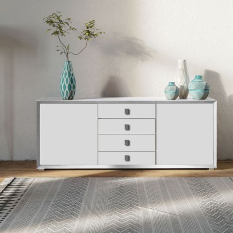 Madia 2 ante e 4 cassetti linea Tilt in finitura Bianco opaco (1/2)