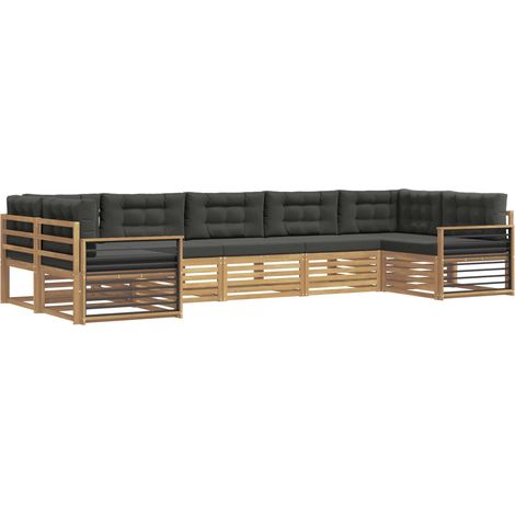 Conjunto de sofás de exterior 7 uds. 7 plaza Blanco y Antracita vidaXL (1/5)