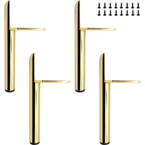 Set mit 4 Ersatz-Möbelbeinen，goldfarbenes Metall，15 cm hohe schwarze Möbelbeine，Schrankbeine für Sofa/Couchtisch/TV-Schrank/Bett und andere Möbel