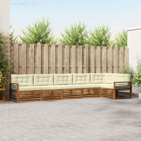 Outdoor-Sofagarnitur mit Kissen 6 pcs Natur und Creme
