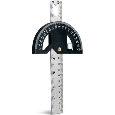 Rapporteur d'angle 200 mm, règle de marquage et de mesure pour le travail du bois, règle de menuiserie en acier inoxydable, détecteur d'angle 0-180° pour la mesure, la peinture, les dessins (1/5)
