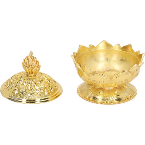 Brûleur d'Encens Lotus Style Vintage en Alliage Doré pour Décoration Intérieure (1/5)