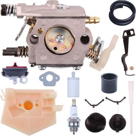 Carburateur pour tronçonneuse Husqvarna 50 51 55 Rancher – Remplace Walbro WT-170 – Performances optimales – Inclus filtre à air et ligne de carburant (1/4)