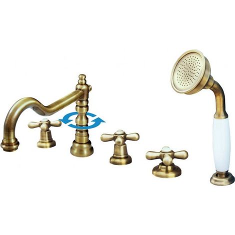 Mélangeur baignoire 5 trous MORAVA RETRO en laiton bronze (1/4)