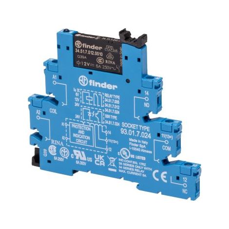 Relais d'interface 12V c.c., 1 RT, montage Rail DIN, série , 38 Series ( Prix pour 1 ) (1/2)