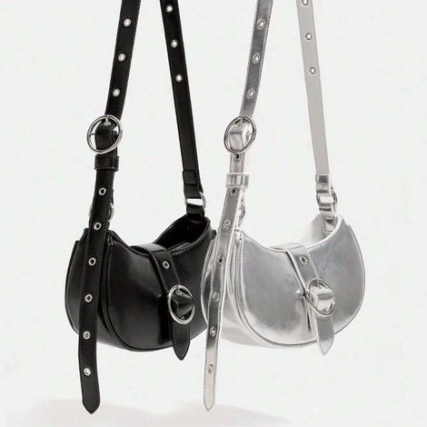 Sacoche de selle rétro pour moto, femme 2025, argent, tendance, bandoulière sous le bras, sac messager, sac à main élégant (1/5)