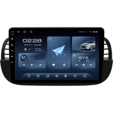 AUTORADIO ANDROID 4/64GB PER FIAT 500 2007-2015 STEREO AUTO TOUCH 9 POLLICI WIFI BT BIANCO (1/5)