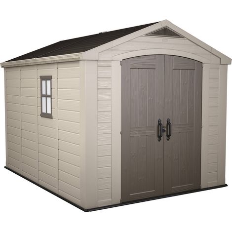 Dmora - Gartenhaus Ronsecco, Gartenhütte, Gartenhaus, Werkzeugschuppen, 256x332 h243 cm, Beige