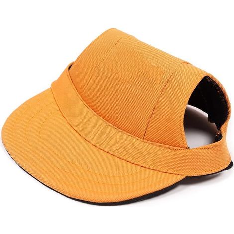 Cappellino da baseball per cani, regolabile, estivo, per sport all'aria aperta, con protezione solare e fori per le orecchie, ideale per cuccioli e cani di piccola taglia (arancione, L) (1/5)