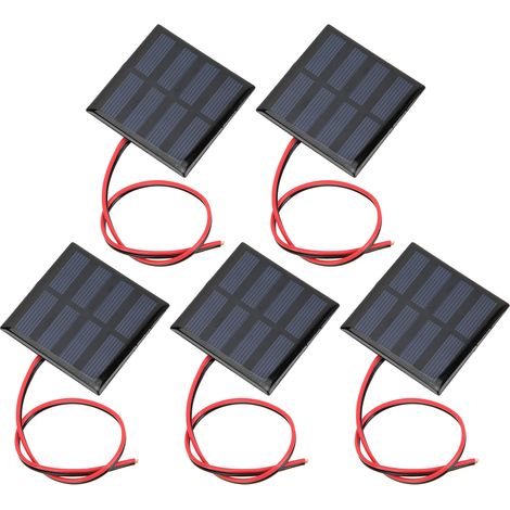 5 Stück Mini-Solarpanel-Netzteilmodulplatine mit 30 cm rotem/schwarzem Kabel, DC 2 V, 150 mA (1/5)