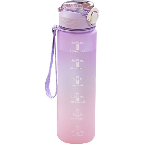 Gourde - Indicateur De Temps De Consommation - Paille En Silicone - 500 Ml - Sans Bpa - Transparente (1/5)