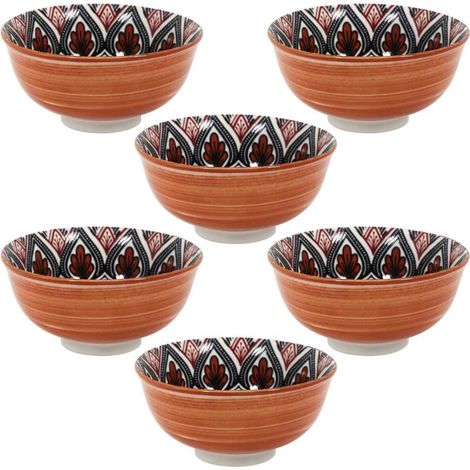 Set de 6 bols en porcelaine orange mandala (Ø12cm) - MANDALA (1/4)