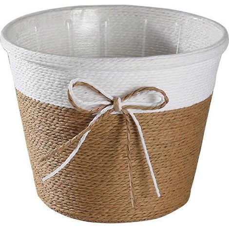 Support pour pot de fleurs en corde de jute tressée, pour intérieur et extérieur, décoration murale - rond 19,5 x 15 cm