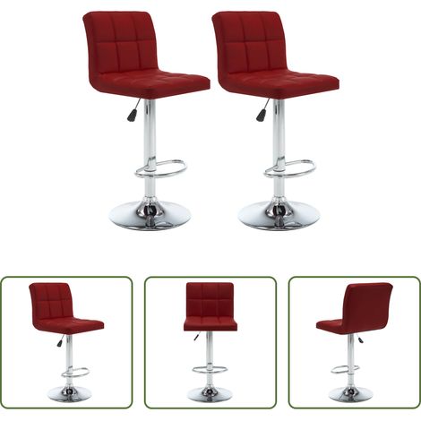 Siège réglable - Tabourets de bar lot de 2 rouge bordeaux similicuir (1/5)