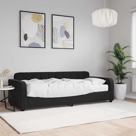 Sofá cama con colchón terciopelo negro 80x200 cm (1/5)