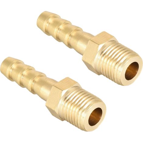Métrique M10-1 Mâle Filetage à 6mm Barbelé Laiton 2PCS Doré (1/5)