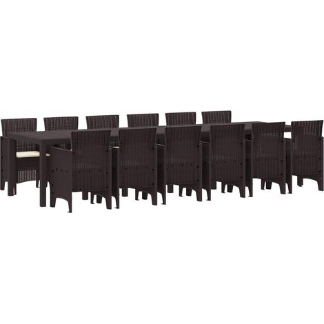 Garten Essgruppe 13 pcs Braun Polt Rattan