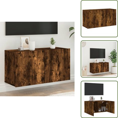 The Living Store TV-Wandschrank Räuchereiche 80x30x41 cm - TV Schrank - Holzschrank - Regal - Wohnzimmereinrichtung - Wandregal (1/5)
