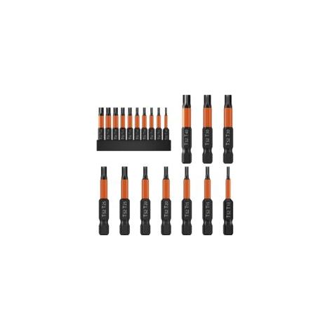 Embout Visseuse(10Pcs), Jeu D'Embout Tournevis Torx en Alliage D'Acier S2, Embouts T10/T15/T20/T25/T30/T40, Professionnel 50Mm Bit À Aimanté Lot de 10 avec 1/4" Hexagonale Tige (1/5)