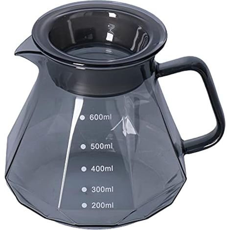Cafetière en verre 600 ml, verseuse à café filtre, résistante à la chaleur, transparente avec couvercle pour cuisine (1/5)