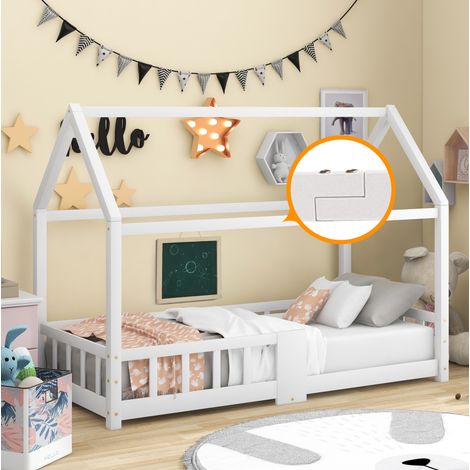 Kinderbett 90x200 cm Mit Holzgestell Und Integrierter Tafel (1/5)