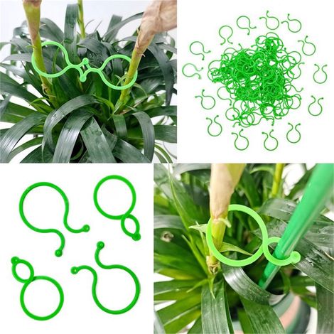Attache Plante - Clip De Soutien Pour Tiges - Pour Fixation Sur Tiges Métalliques Ou Branches - Vert - 100 Pièces (1/5)