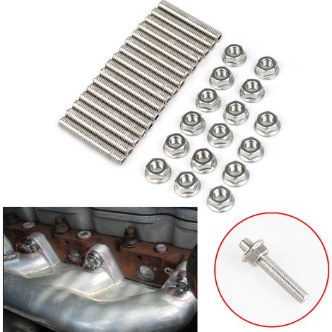 Stainless steel exhaust manifold bolt kit for Ford 4.6L and 5.4L V8 engines. (1/5)
