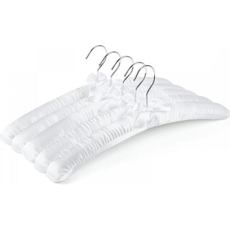 Lot de 10 cintres extra longs en satin blanc, 38cm, cintres en soie douce pour les t-shirts, chemises, manteaux et pulls de mariage. (1/5)