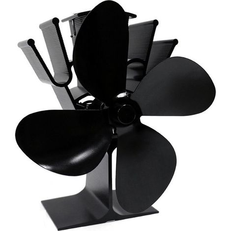 Ventilateur de poêle à bois – Ecofan à 4 pales – Noir – Distribue la chaleur efficacement (1/3)