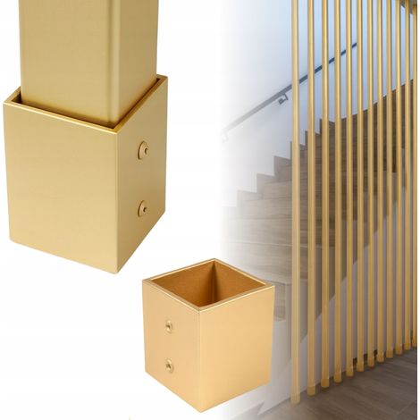 Support central pour profilé carré 25 x 25 mm, fixation garde-corps à barreaux, doré