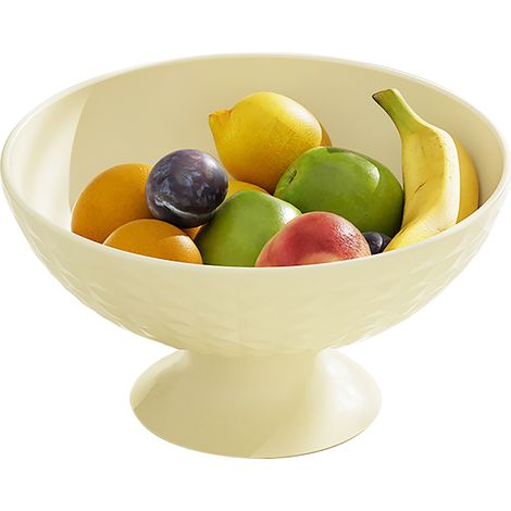 Plateau à fruits, porte-assiette, base en plastique, panier à fruits et légumes pour la cuisine, comptoir ou table à manger, blanc crème (1/5)