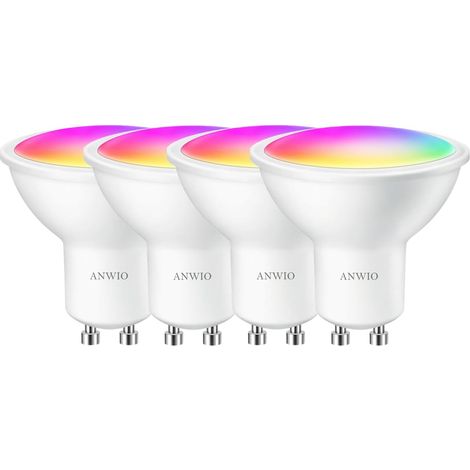 5W WIFI Ampoule Connectee LED GU10 Smart WLAN et Bluetooth, Ampoule RGB Remplace 32W, LED GU10 Intelligent, Contrôlable via Tuya Smart Life APP, Lot de 4 (1/5)
