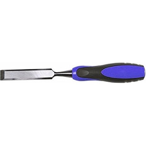 Trade Shop - Scalpello Per Falegname 14mm Punta Acciaio Piatta Con Impugnatura Plastica Gommato -
