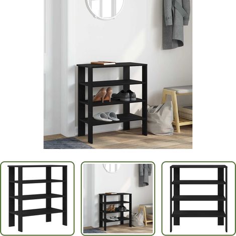 vidaXL Étagère bois - Étagère à chaussures noir 61x32x70 cm bois d'ingénierie (1/5)