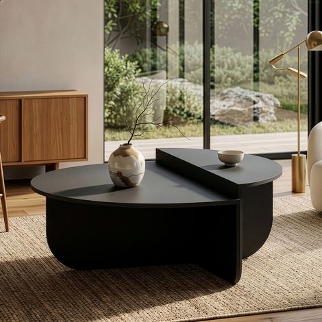 Couchtisch Tondesdaslo mit doppelter Tischplatte 90x90x35 cm Dunkelgrau [en.casa]