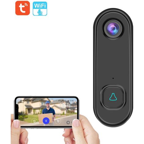 GARRYFIZH Sonnette de Surveillance WiFi Exterieure Sans Fil, Capteur de Mouvement, Vision Nocturne, Audio Bidirectionnel,Sonnette sans fil