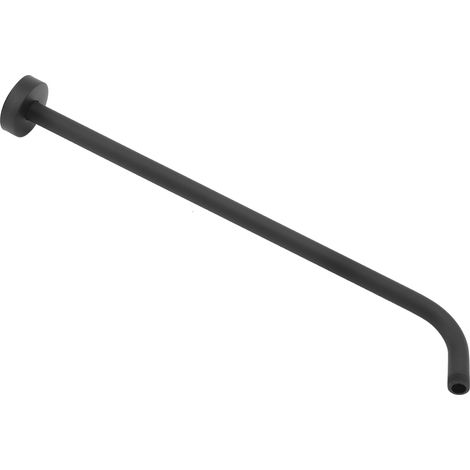 Bras de douche rallonge pommeau mural encastré acier inox noir raccord NPT 1/2 avec rosace (1/5)