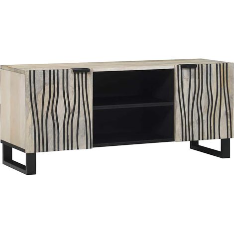 TV-Schränk Weiß 105 x 33 x 46 cm massives Mangoholz vidaXL (1/5)