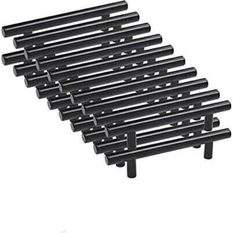 20pcs 96mm Acier Inoxydable T Barre Noir Cusine Poignée barre de porte d'Armoire avec Vis